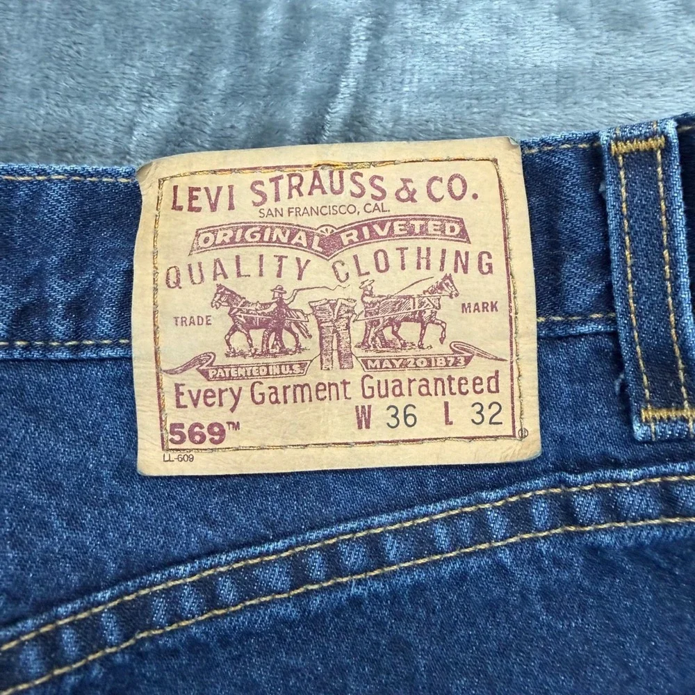 VTG Baggy 2000 Levis 569 Loose‎ Straight Fit Jeans Made in USA Mens 36x32 Blue